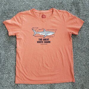 Life Is Good Boys Large (Size 10) The Great White Shark Crusher T-Shirt- Orange